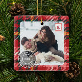 Red Tartan Pset Delivery Parcel 2 Fotofamilie Keramisch Ornament