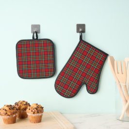 Red Tartan Pset Design Ovenwant & Pannenlap Set