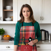 Red Tartan Pset Faux Pocket Spoon & Whisk Apron Schort