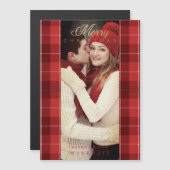 Red Tartan Pset First Merry kerstfoto (Voorkant / Achterkant)