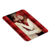 Red Tartan Pset First Merry kerstfoto Magneet (Rechterzijde)