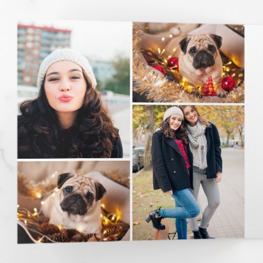 Red Tartan Pset Foto Drieluik Wenskaart (Binnenzijde eerst)