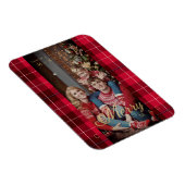 Red Tartan Pset Merry Kerstfamilie Foto Magneet (Rechterzijde)