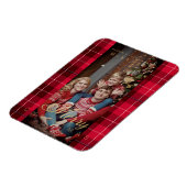 Red Tartan Pset Merry Kerstfamilie Foto Magneet (Linkerzijde)