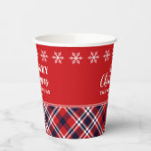 Red Tartan Pset Moderne Persoonlijke Kerstmis Papieren Bekers (Links)