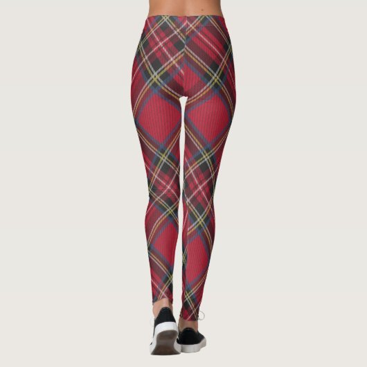 Red Tartan Pset Pattern Schots erfgoed Leggings (Achterkant)