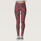 Red Tartan Pset Pattern Schots erfgoed Leggings (Voorkant)