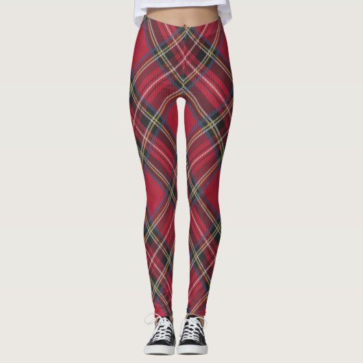 Red Tartan Pset Pattern Schots erfgoed Leggings (Voorkant)