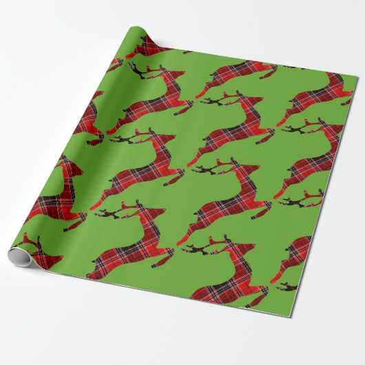 Red Tartan render Scottish Kerstmis Cadeaupapier (Uitgerold)