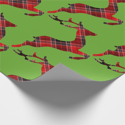 Red Tartan render Scottish Kerstmis Cadeaupapier (Hoek)