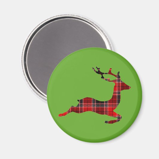 Red Tartan render Scottish Kerstmis Magneet (Voorkant / Achterkant)