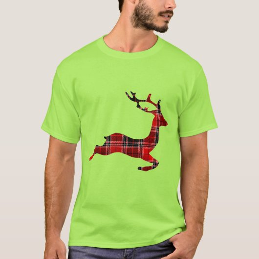 Red Tartan render Scottish Kerstmis T-shirt (Voorkant)