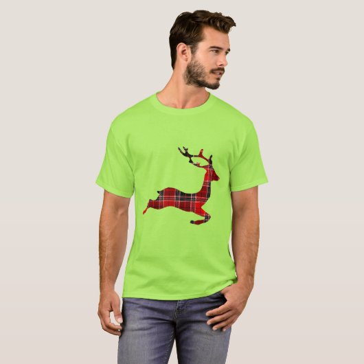 Red Tartan render Scottish Kerstmis T-shirt (Voorkant volledig)