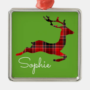 Red Tartan render Scottish kerstname gift Metalen Ornament