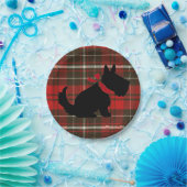Red Tartan Scotty Dog Cute Traditional Papieren Bordje (Feest)