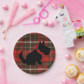 Red Tartan Scotty Dog Cute Traditional Papieren Bordje (Feest)
