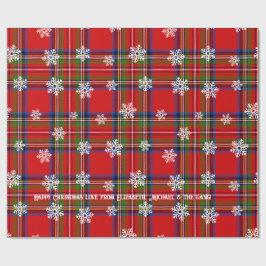 Red Tartan Snowflake Personalized Christmas Cadeaupapier
