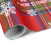 Red Tartan Snowflake Personalized Christmas Cadeaupapier (Rol Hoek)