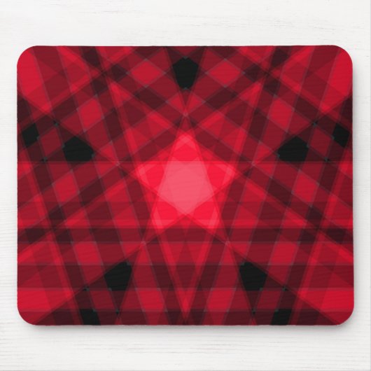 Red Tartan Star Geometric Art Mousepad Muismat (Voorkant)
