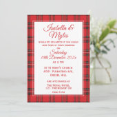 Red Tartan Wedding Kaart (Staand voorkant)