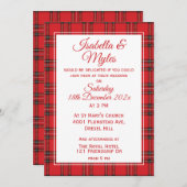 Red Tartan Wedding Kaart (Voorkant / Achterkant)