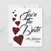 Red Tartan Wedding Save the Date Kaart (Voorkant)
