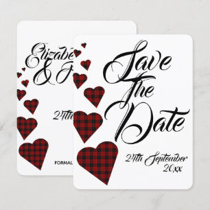 Red Tartan Wedding Save the Date Kaart