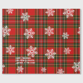 Red Tartan White Snowflake Personalized Christmas Cadeaupapier (Vlak)