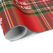Red Tartan White Snowflake Personalized Christmas Cadeaupapier (Rol Hoek)