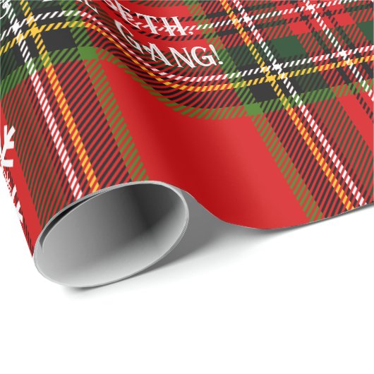 Red Tartan White Snowflake Personalized Christmas Cadeaupapier (Rol Hoek)