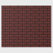 Red Tartan XOXO grafische patroon op zwart Cadeaupapier (Vlak)