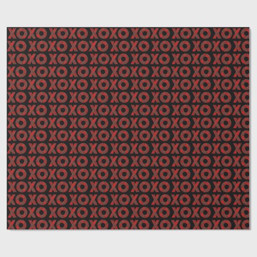 Red Tartan XOXO grafische patroon op zwart Cadeaupapier (Vlak)