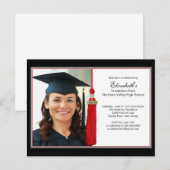 Red Tassel Fotogradatiepartij Uitnodiging Briefkaart (Voorkant / Achterkant)