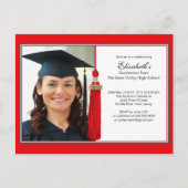 Red Tassel Photo Graduation Party Invitation 2012 Uitnodiging Briefkaart (Voorkant)