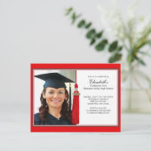 Red Tassel Photo Graduation Party Invitation 2012 Uitnodiging Briefkaart (Staand voorkant)