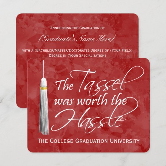 Red Tassel was het beste van de universiteit van H Kaart (Voorkant / Achterkant)