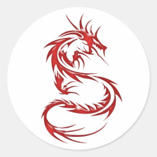 Red Tattoo Dragon Ronde Sticker