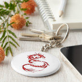 Red Tattoo Dragon Sleutelhanger (Zijkant)