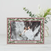 Red Taupe Green Mistoetoe Frame Merry Christmas Feestdagenkaart (Staand voorkant)