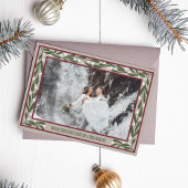 Red Taupe Green Mistoetoe Frame Merry Christmas Feestdagenkaart