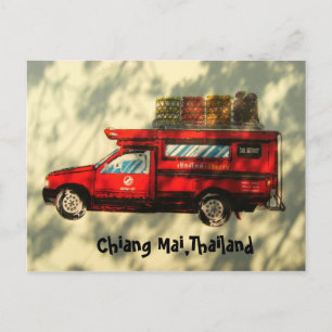 Red Taxi in Chiang Mai Briefkaart