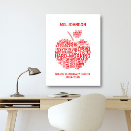 Red Teacher Appreciation Typography Canvas Afdruk