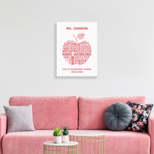 Red Teacher Appreciation Typography Canvas Afdruk (Insitu (Woonkamer))