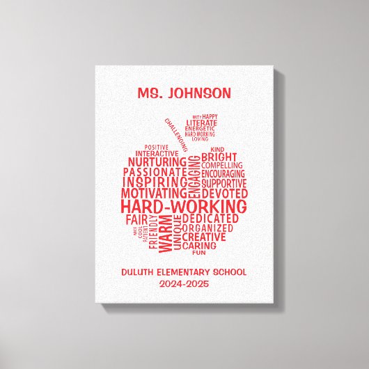 Red Teacher Appreciation Typography Canvas Afdruk (Voorkant)