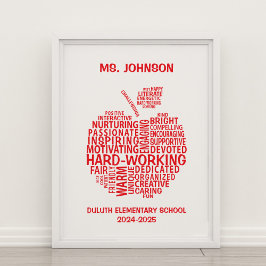 Red Teacher Appreciation Typography Poster