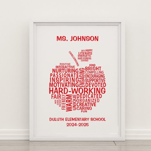 Red Teacher Appreciation Typography Poster
