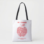 Red Teacher Appreciation Typography Tote Bag (Voorkant)