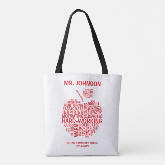 Red Teacher Appreciation Typography Tote Bag (Achterkant)