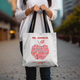 Red Teacher Appreciation Typography Tote Bag