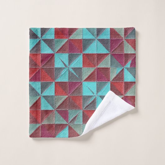 red, teal, purple, and gray quilt bad handdoek (Wasdoekje)